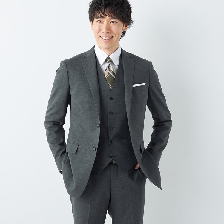 洗える ストレッチ スリーピーススーツ グレー LES MUES