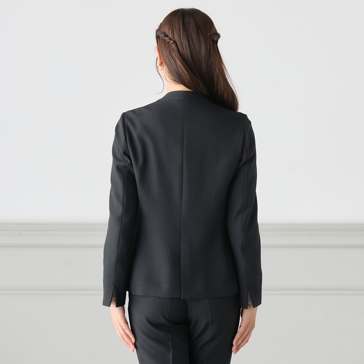 2wayストレッチ ノーカラージャケット 紺 セットアップ着用可【AOKI