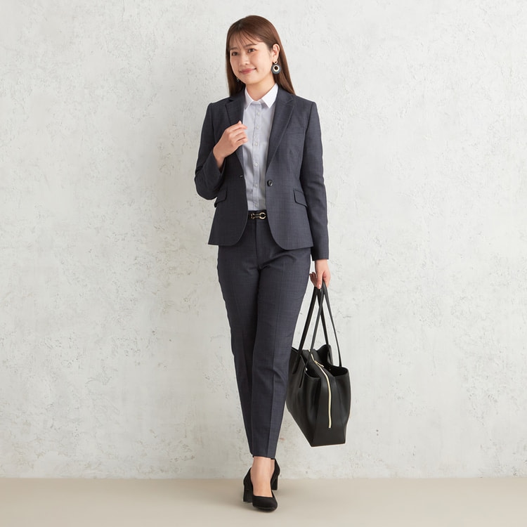 アウトレット】洗えるキレイスーツ 360°キレイ クロップドパンツ 紺