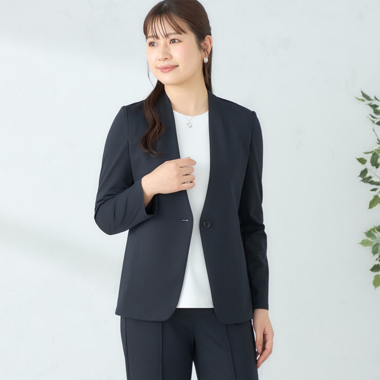 パジャマスーツ】 接触冷感 ナイロンポンチジャージ ノーカラー