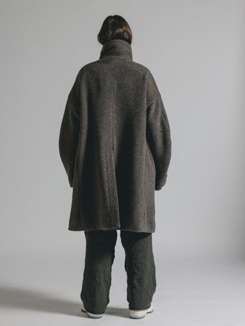 The Viridi-anne - ウールパイル ハイネックコート (B-GRAYBEIGE