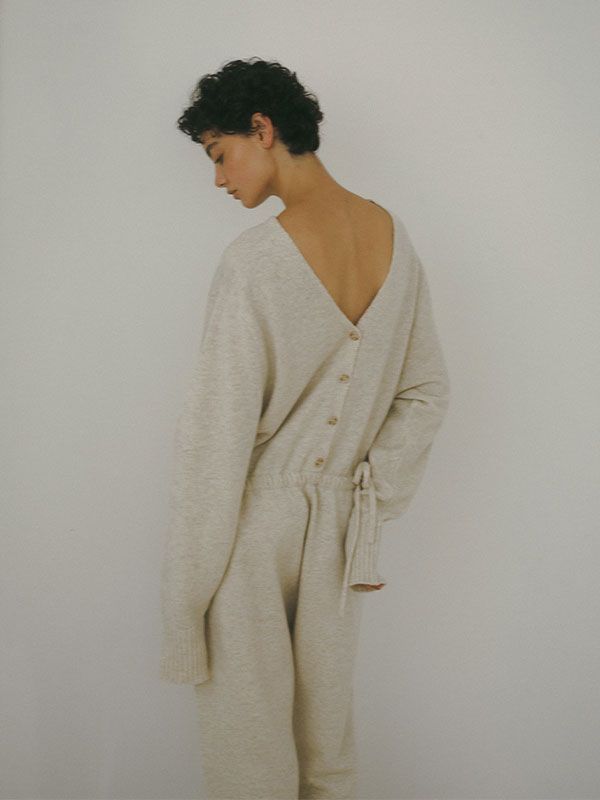 ETRE TOKYO - Vネックニットオールインワン - BEIGE | ADDICT WEB SHOP