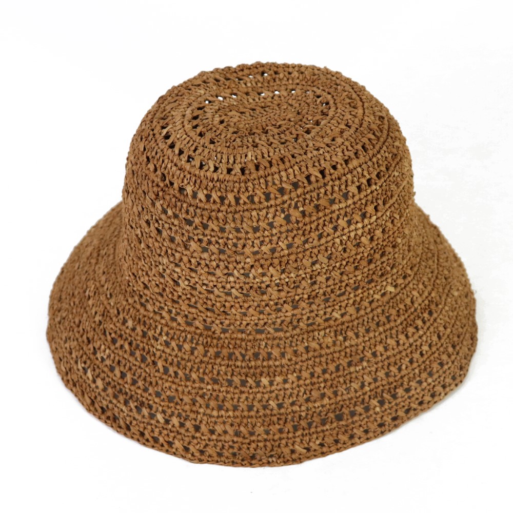 アフリカンスクエアー / ラフィア帽子 楕円 X編 つば9 紅茶