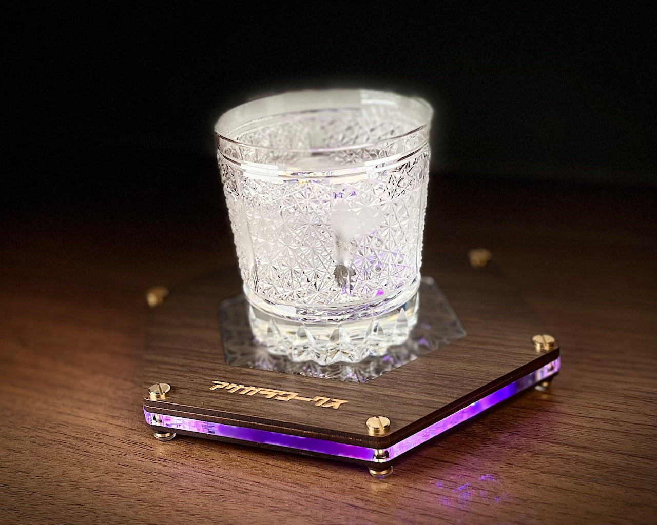 アサガラワークス ALBM :1.5 LEDコースター 二重麻 麻の葉 エボニー