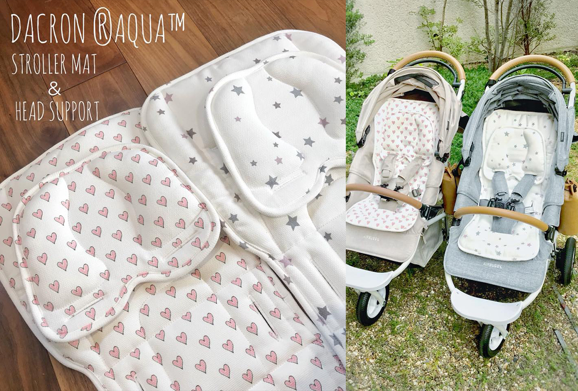 美品 エアバギー ダクロンフレッシュストローラーマット ハート柄 双子