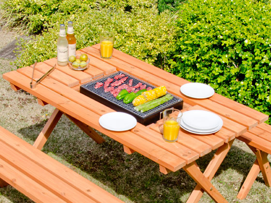 BBQテーブル&ベンチセット3点セット(バスク) | 家具・インテリア通販