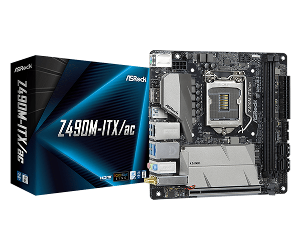 マザーボード ASRock Z490M-ITX/ac + Core i5 10400 ASRock > Z490M-ITX/ac