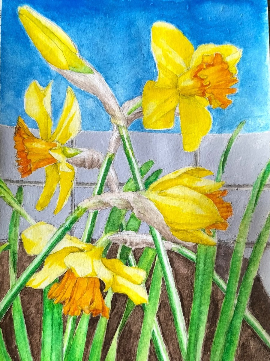 水仙と南天」 by Hiromi｜Artmeter｜暮らしを彩るアートが、きっと見つかる