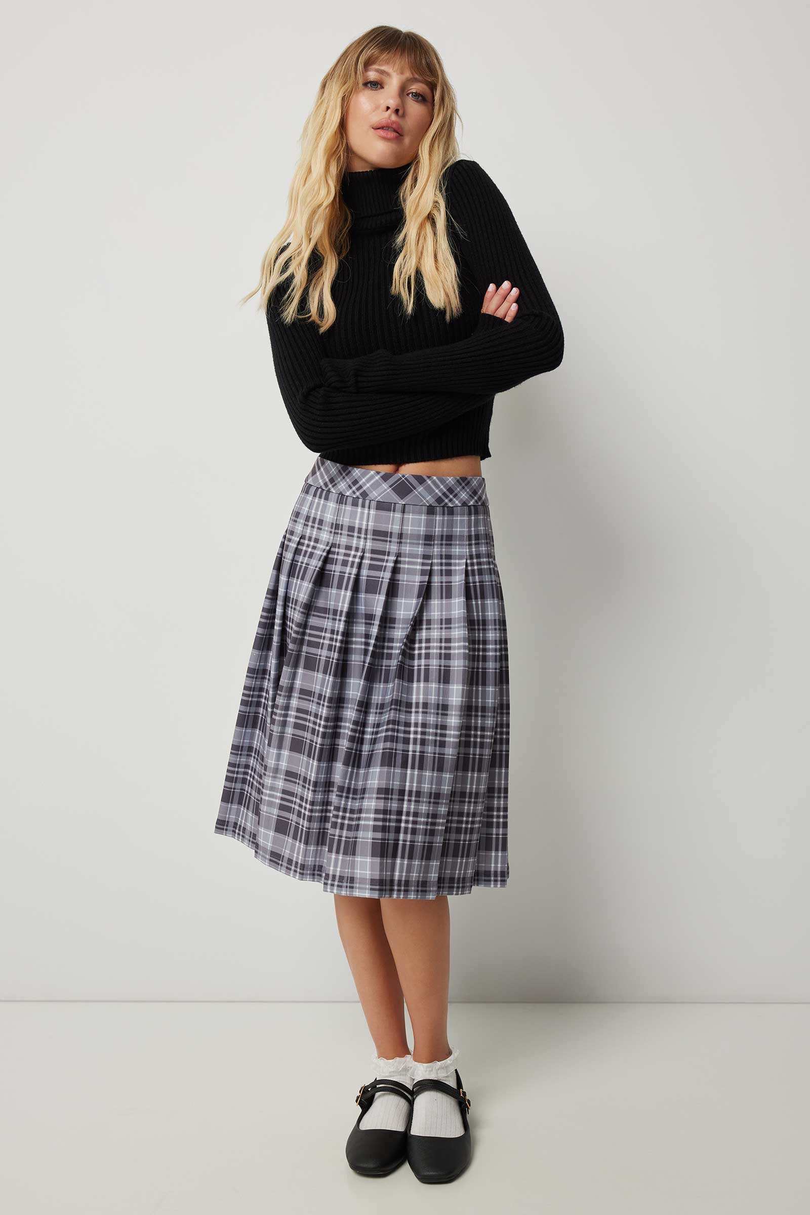 Plaid Midi Pleated Skirt | Ardene
