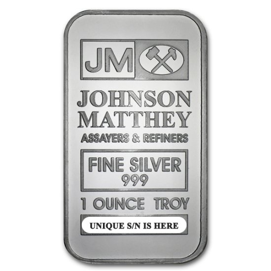 Johnson Matthey 1 oz .999 Fine Silver Bullion Bar - Sealed [JMV-1