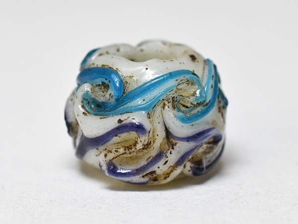 2211】江戸とんぼ玉 2色波状紋の法隆寺玉4,とんぼ玉,アンティーク