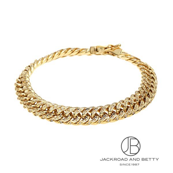 K18 6面 ダブル 45g 19cm ダイヤ ブレスレット 造幣局刻印有り 0.887ct