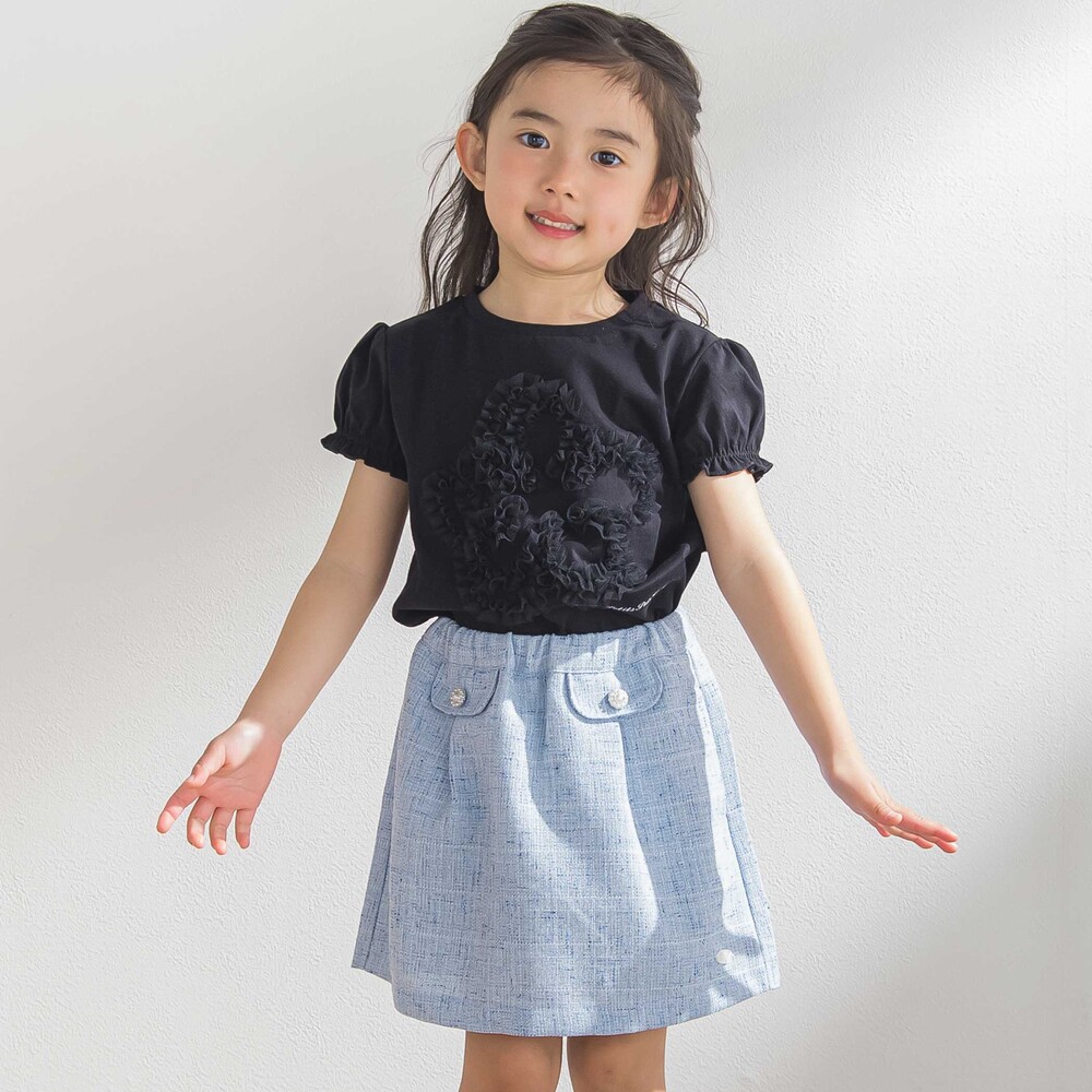 カラフルツイードキュロット(95~150cm)(95cm ピンク系): ボトム【べべ