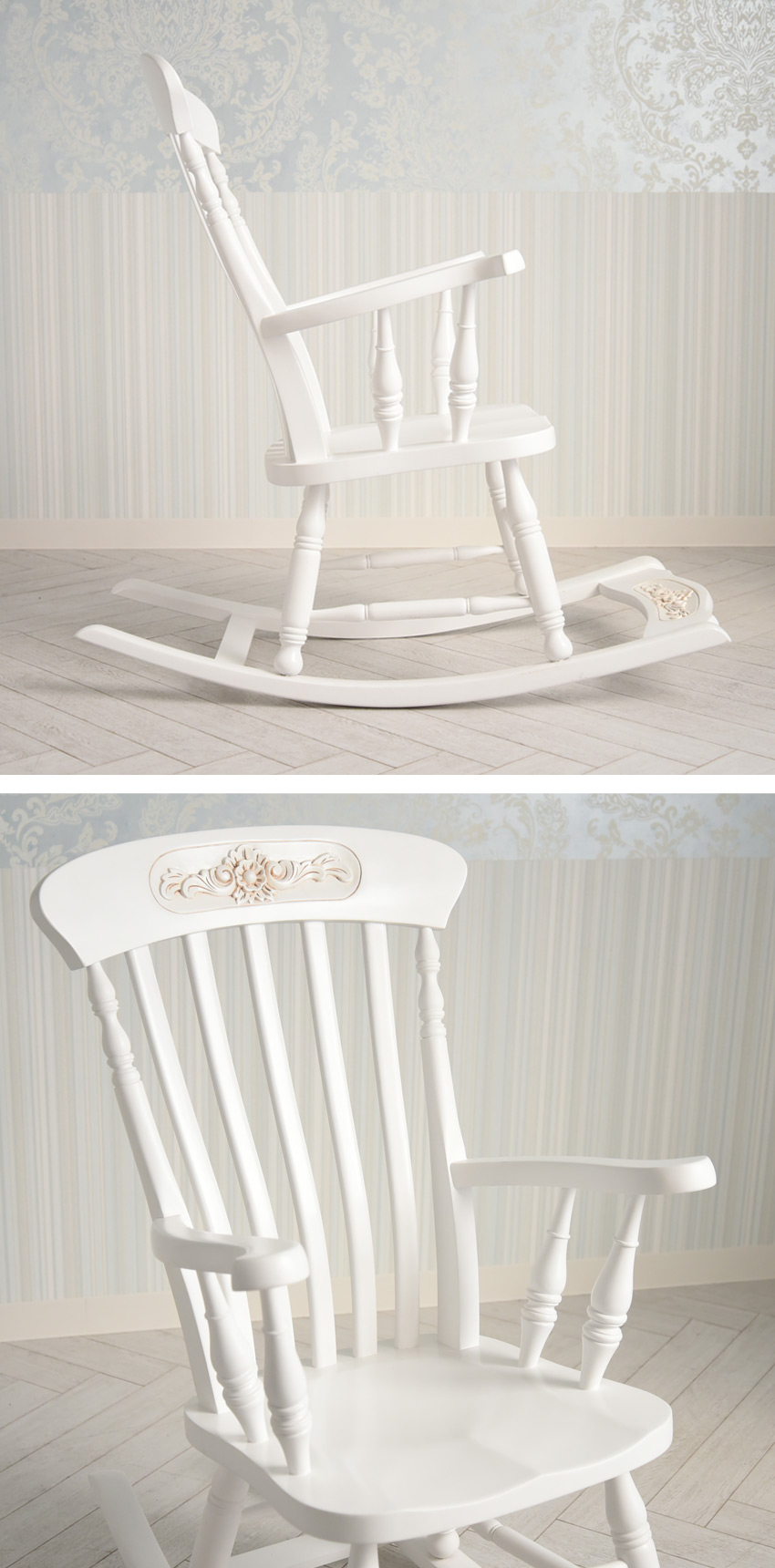 ジュリア ロッキングチェアー ホワイト 幅64cm | ロココ調家具通販
