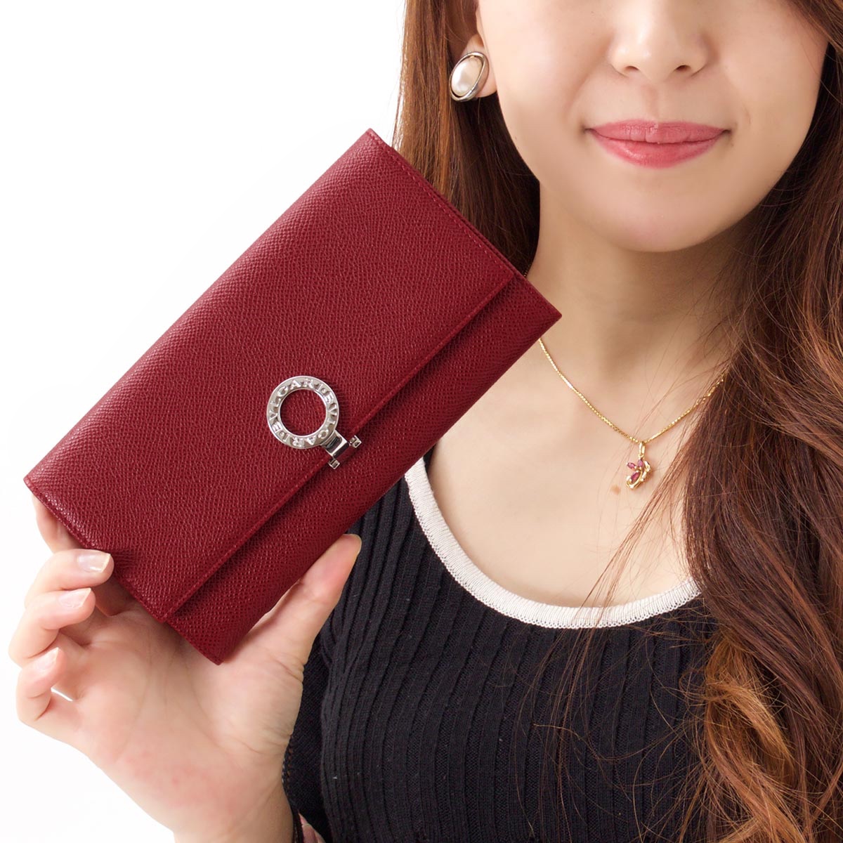 ブルガリ 長財布 財布 レディース ブルガリブルガリ レザー ルビー