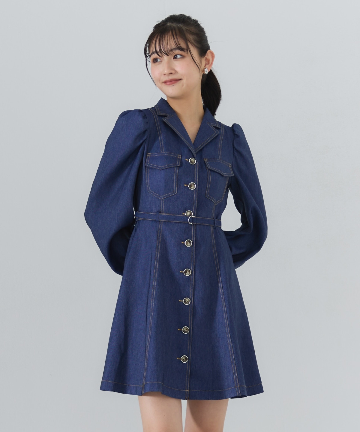 デニムライクミニシャツワンピース