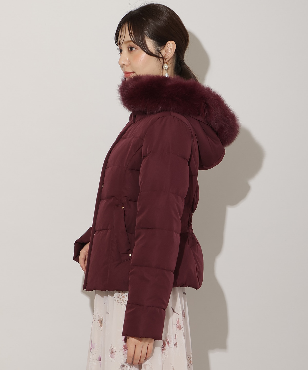 フードファーペプラムショートダウン