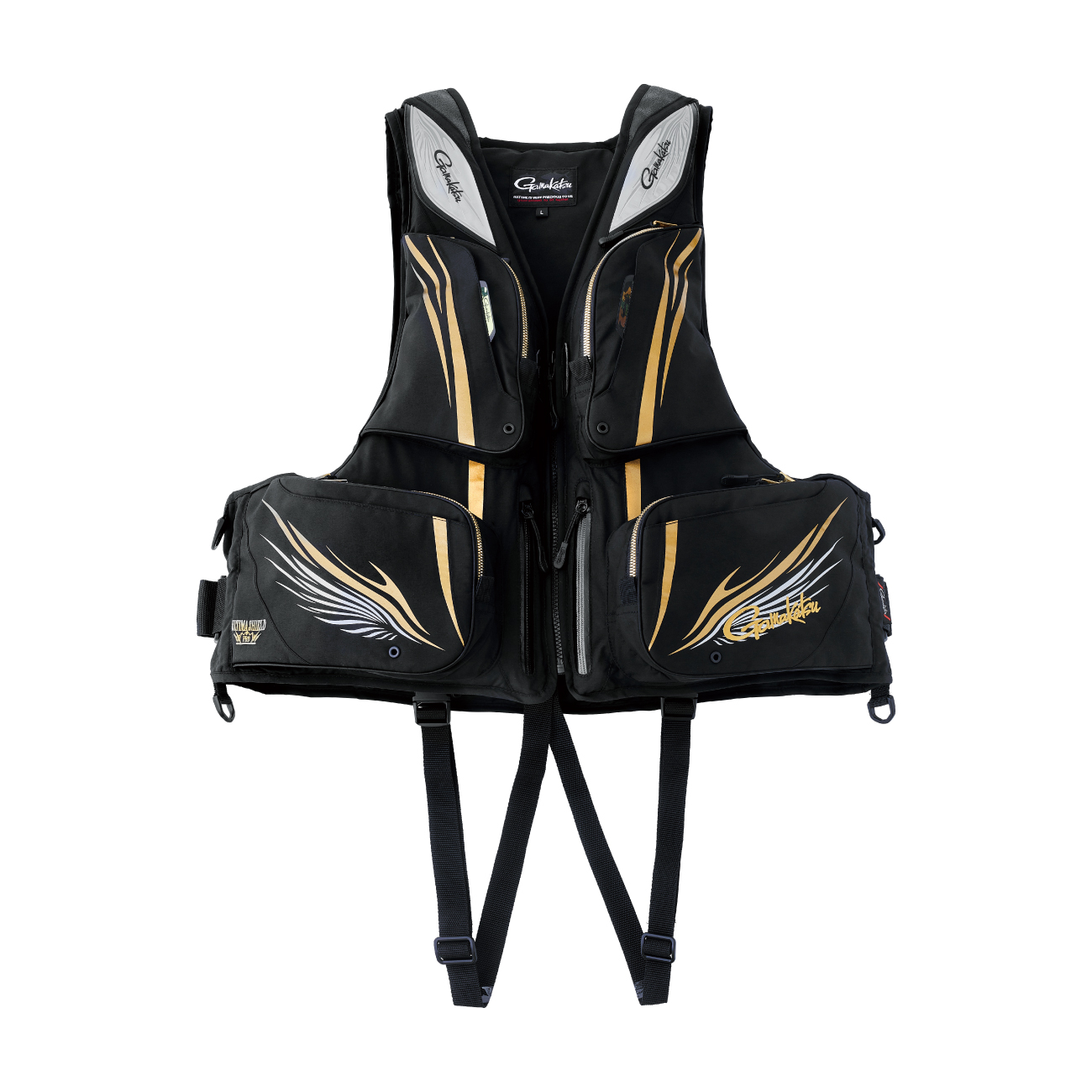 がまかつ フローティングベスト GM-2180 黒×赤×金 Lサイズ Gamakatsu