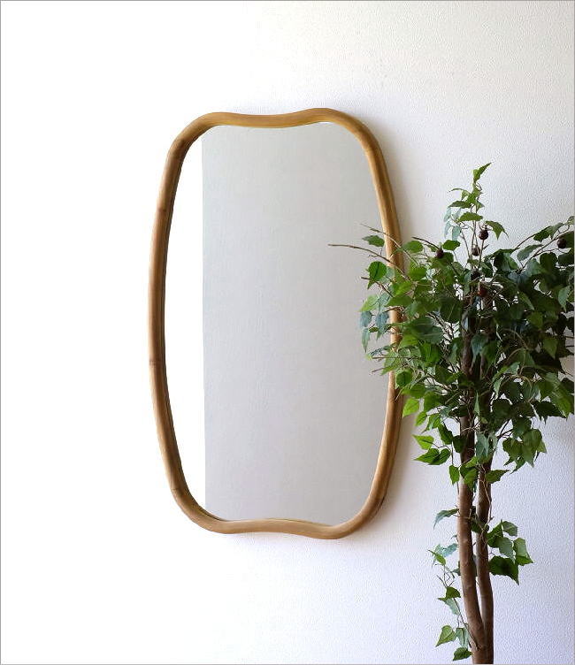 鏡 壁掛けミラー ウォールミラー おしゃれ 木製 チーク 大きい 天然木