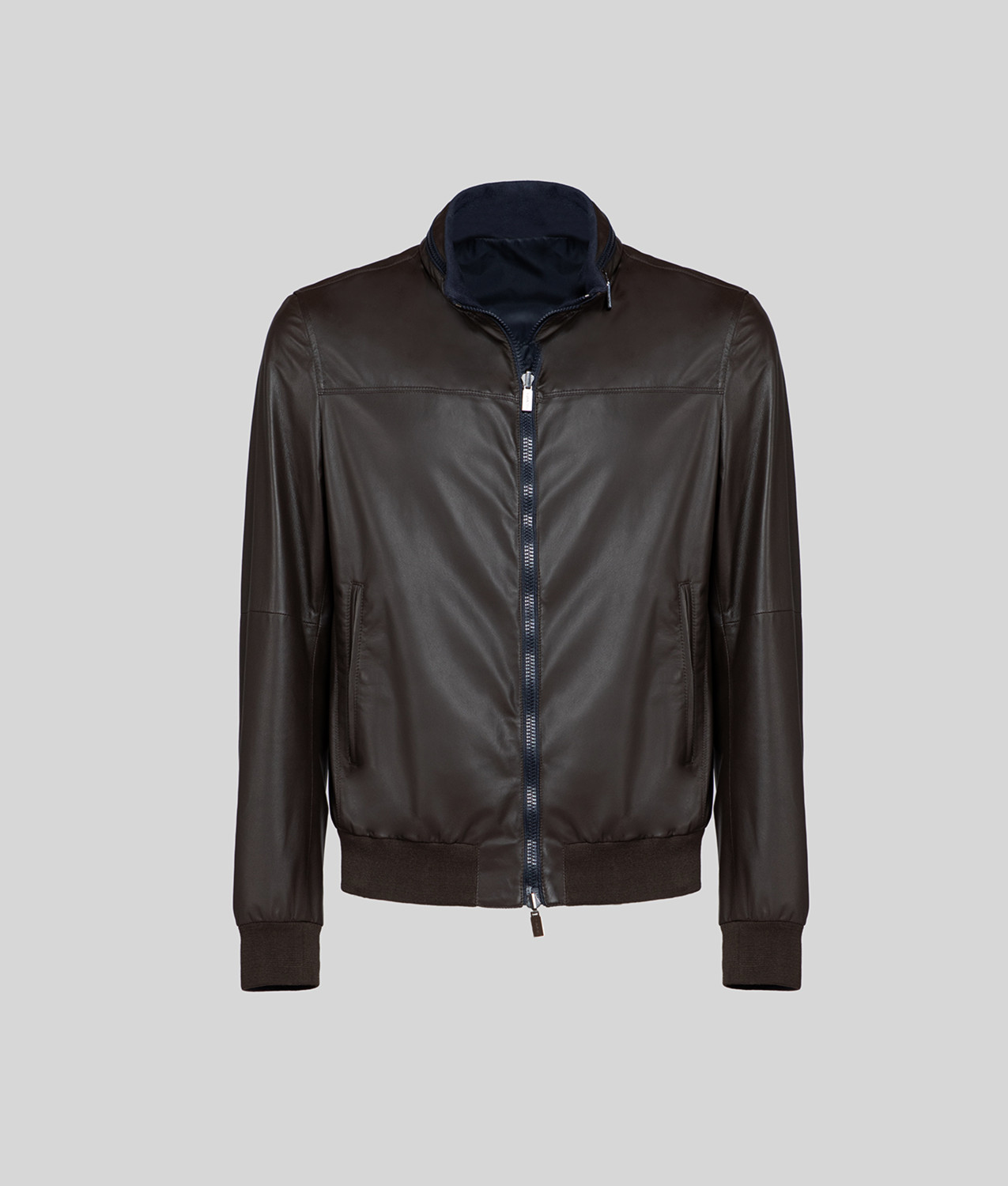 Men's reversible brown leather bomber jacket - Gimo's