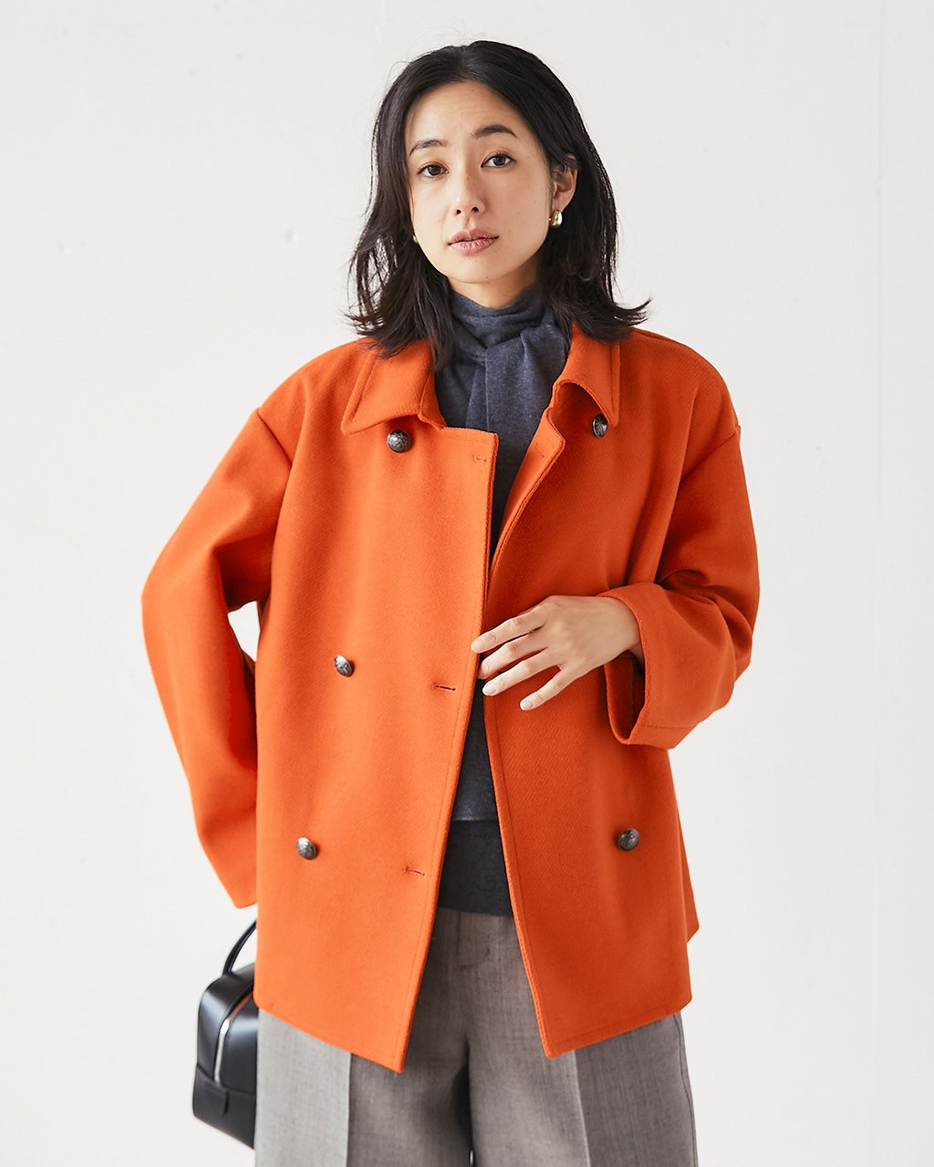 ウール混ボンディング・ピーコート/DoCLASSE