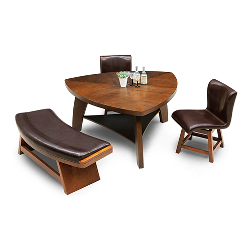 三角形ダイニングテーブル 4点セット ブラウン 235859 関家具