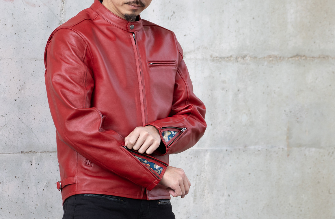 21SJ-14K 金襴レザージャケット（レッド） | DEGNER