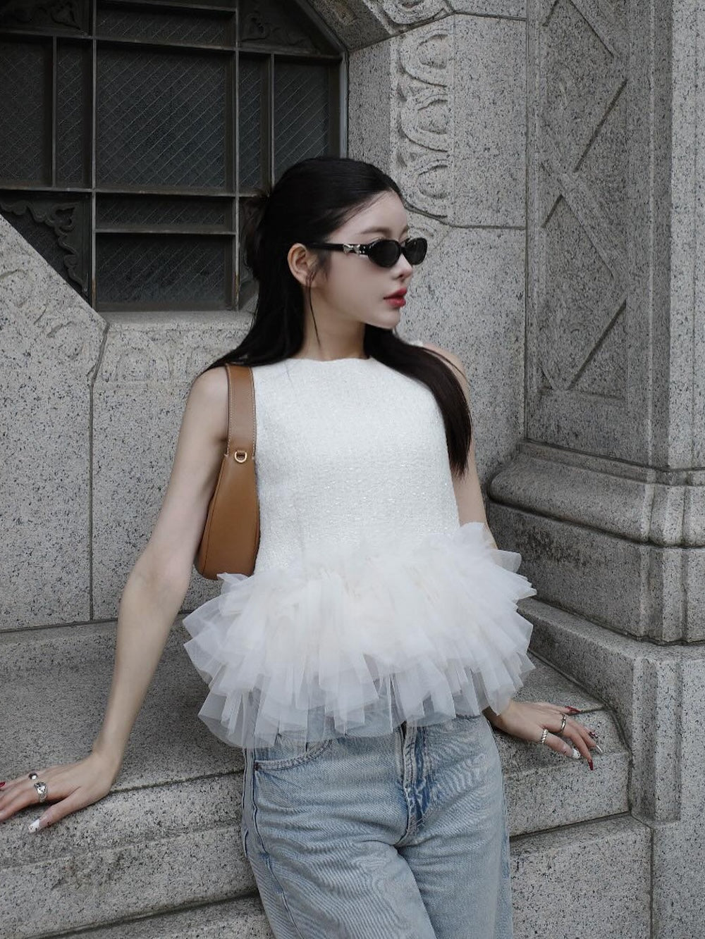 チュールぺプラムサマーツイードトップス – Darich (ダーリッチ)