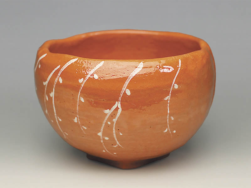 2021年初春作品 楽入印 赤楽茶碗「桃柳」写【送料無料】