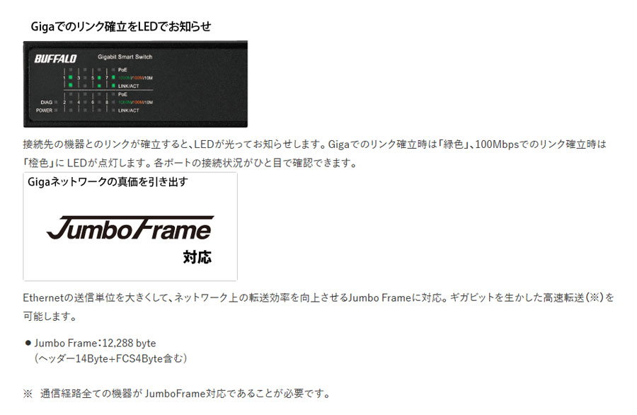 Buffalo 法人向け レイヤー2 Giga PoE スマートスイッチ 16ポート BS