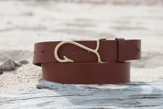 Fish Hook Leather Belt: Eliza B & Leather Man Ltd