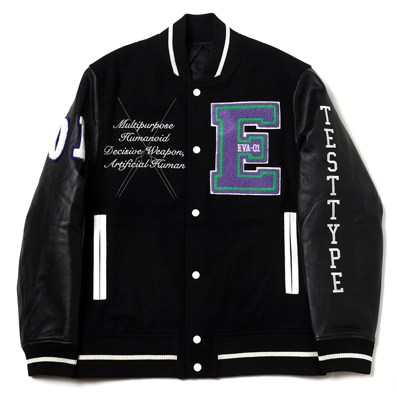 RADIO EVA 862 EVANGELION BASEBALL JACKET/BLACK×BLACK（EVA-01）(M