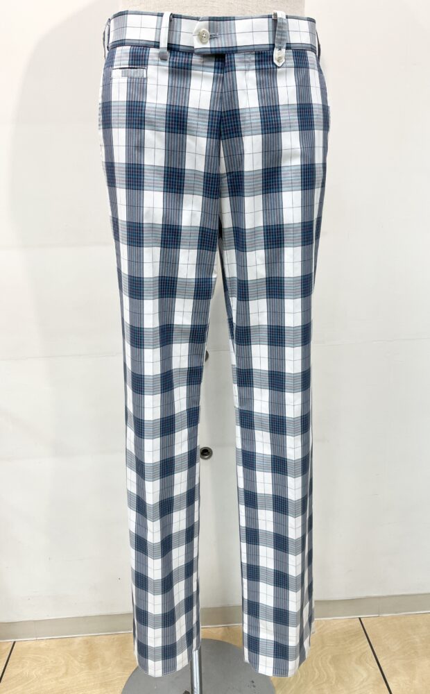 adabat アダバット メンズ チェック パンツ ブルー 春夏 643-76405