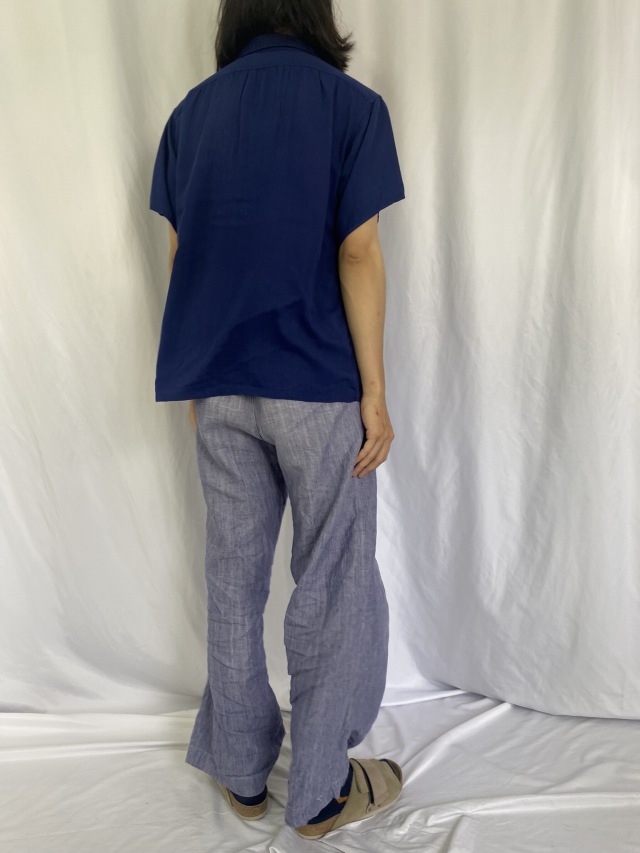 50年代 50s アロー アメリカ製 ネイビー 紺 半袖 開襟 ループカラー