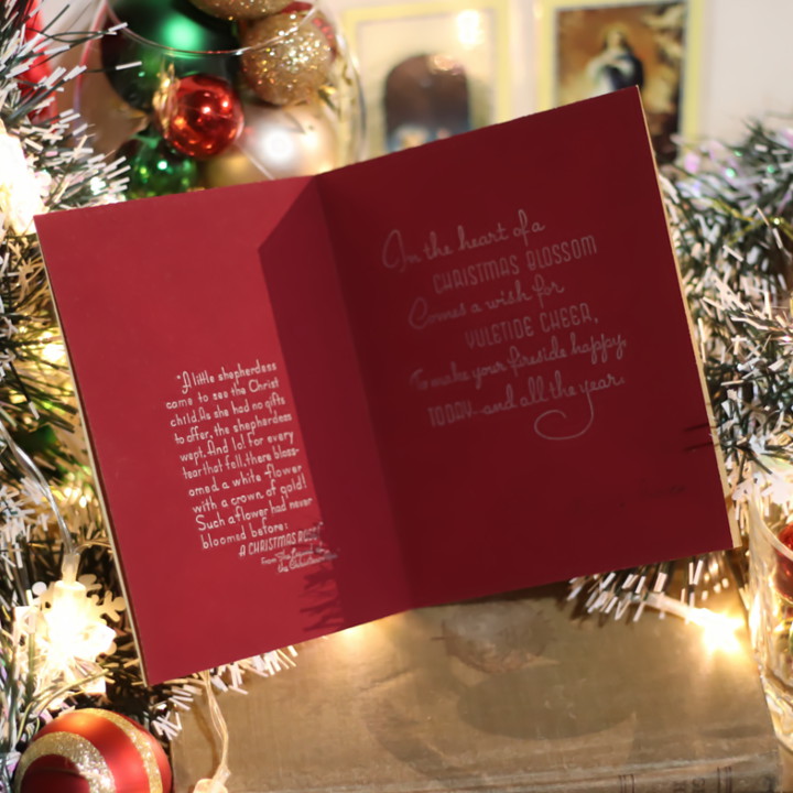 USAヴィンテージ1950年紙ものクリスマスカード｜クリスマスローズと