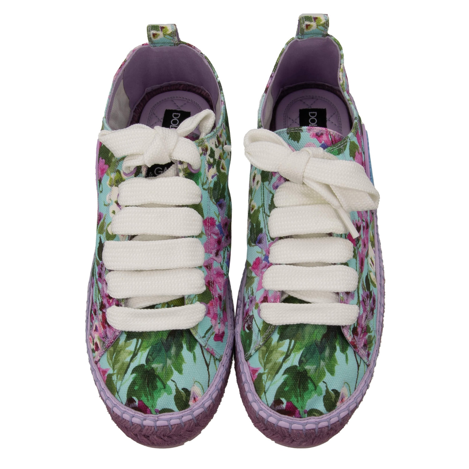 DOLCE & GABBANA DG Logo Flower Lace Espadrilles Sneaker Shoes