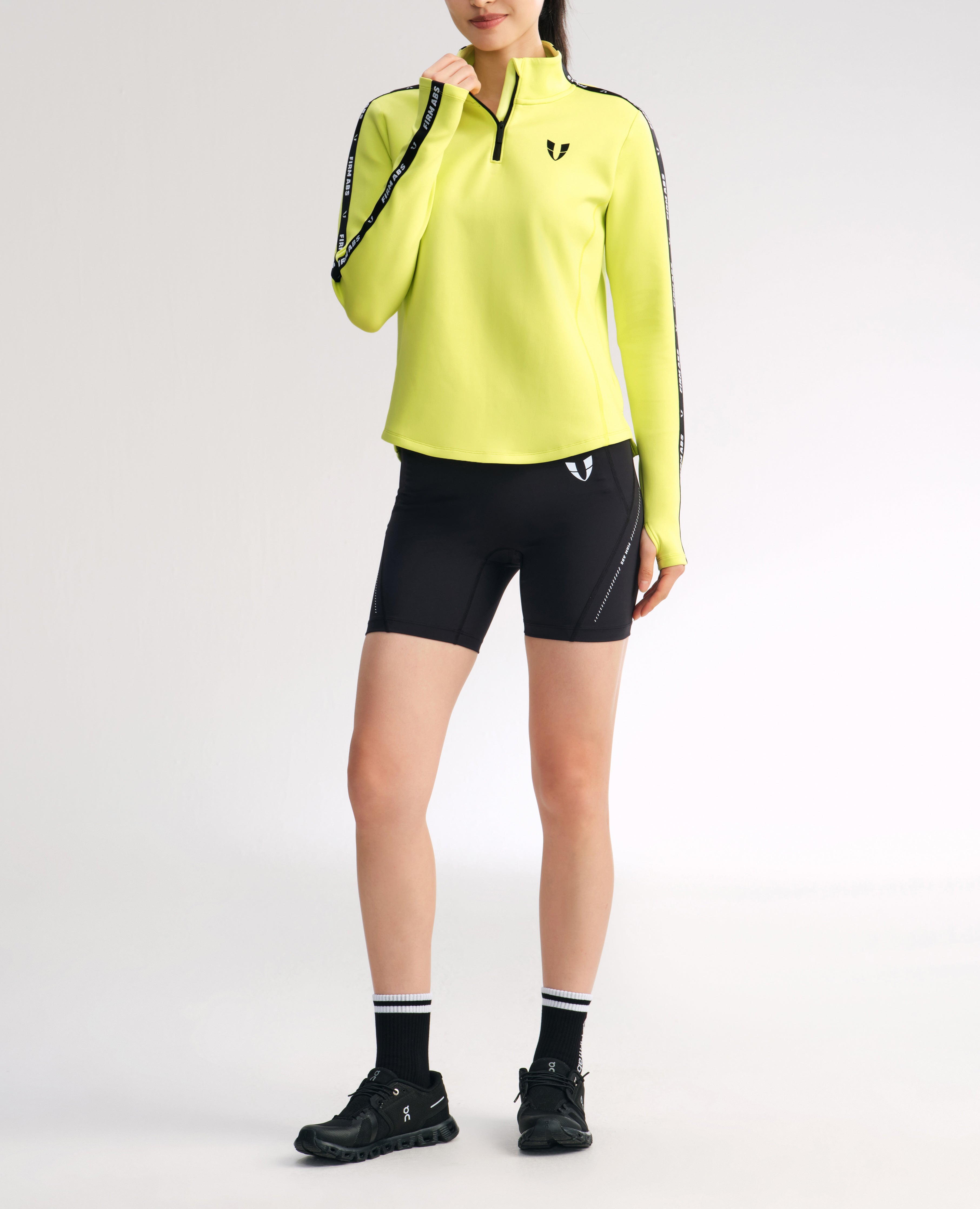Women's Athletic Half Zip Pullover Top Lemon Yellow | Gym Tops