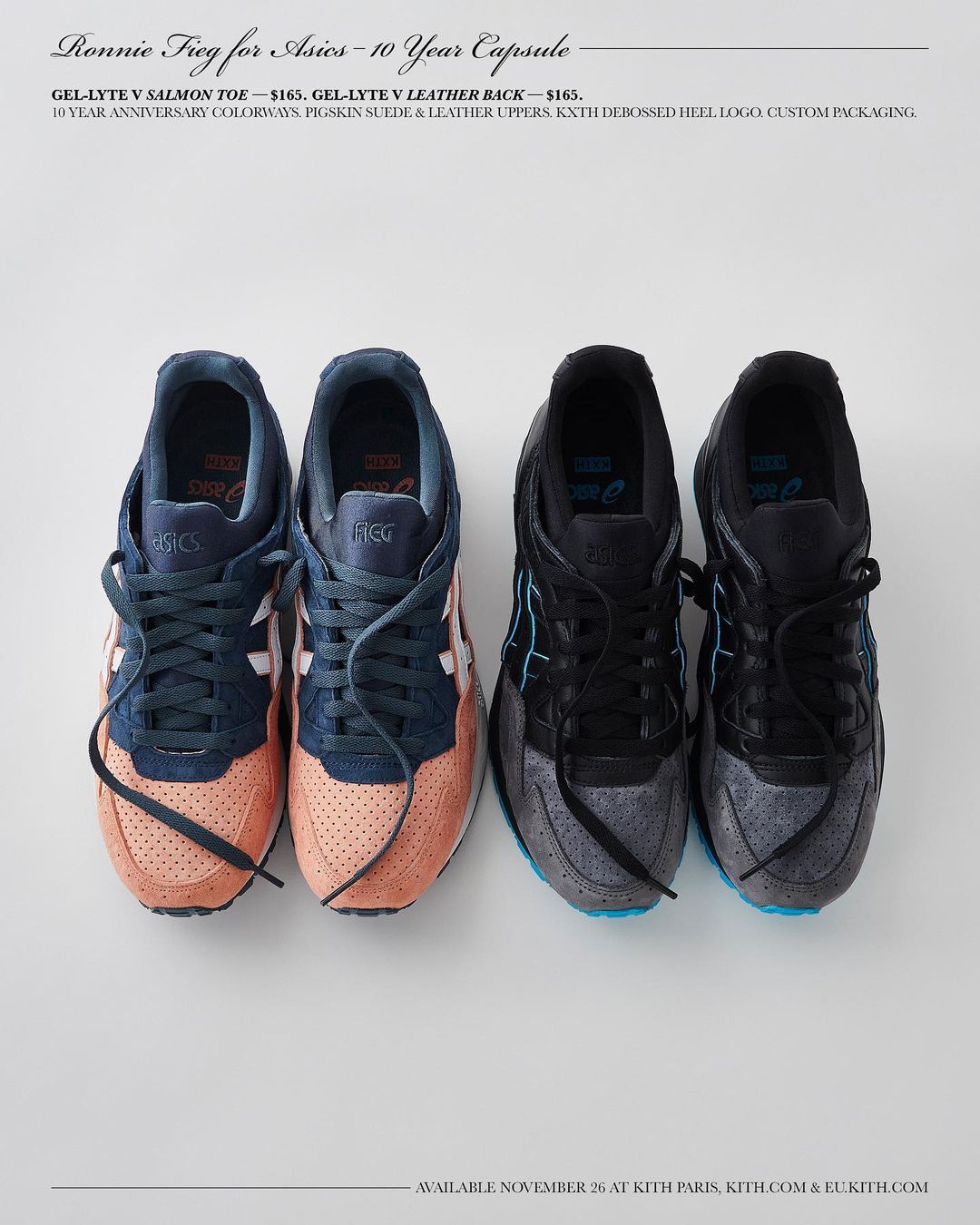 11/26 発売予定！KITH 10th × ASICS GEL-LYTE 5 “Salmon Toe/Leather