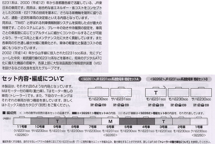 JR E231-500系 通勤電車 (山手線) (増結B・3両セット) (鉄道模型
