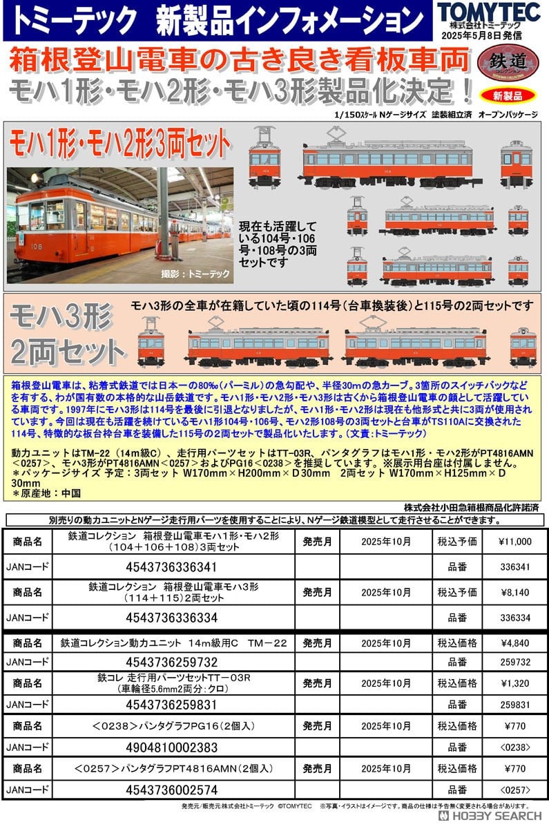 鉄道コレクション 箱根登山電車 モハ3形 (114＋115) 2両セット (2両
