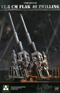 WWII ドイツ軍12.8cm FlaK 40 ツヴィリング高射砲 (プラモデル