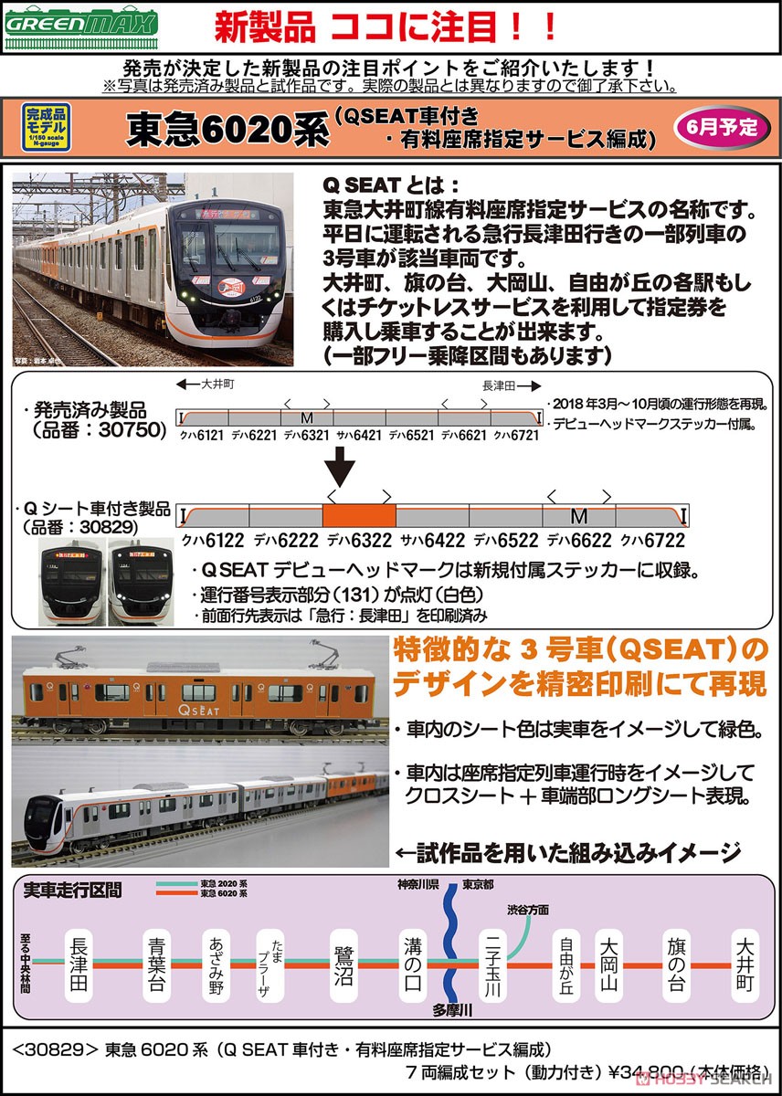 東急 6020系 (Q SEAT車付き・有料座席指定サービス編成) 7輛編成セット