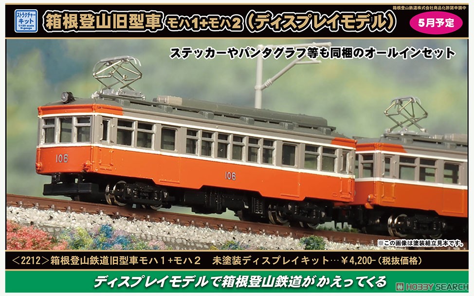 箱根登山鉄道 旧型車 モハ1+モハ2 未塗装ディスプレイキット (組み立て