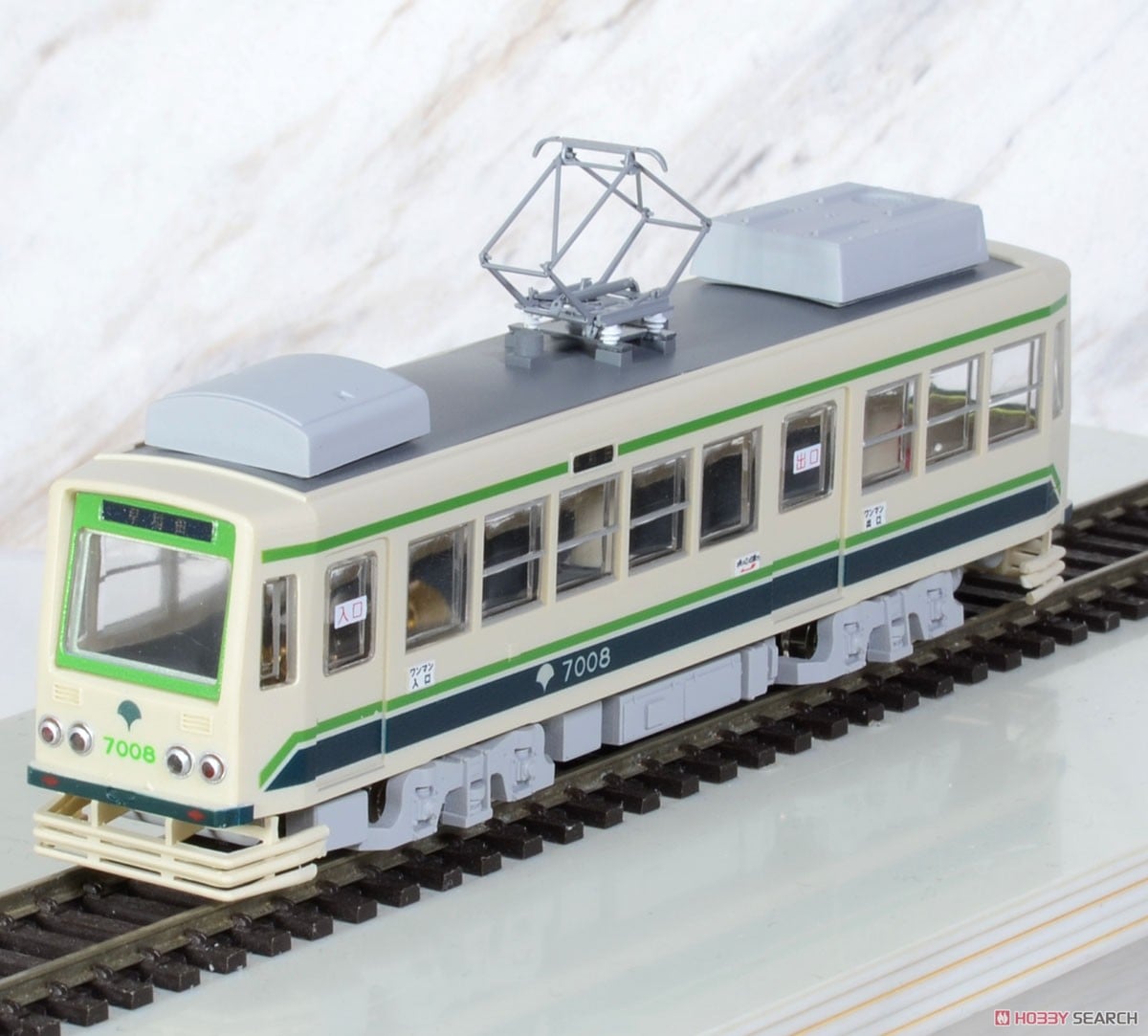 16番(HO) 都電荒川線 7000系 冷房車白緑色 7008 動力付完成品 (塗装