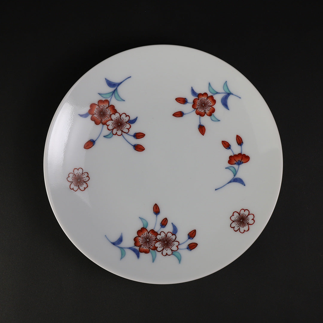 肥前有田 十二代今右衛門造 錦波桜絵文様菓子器