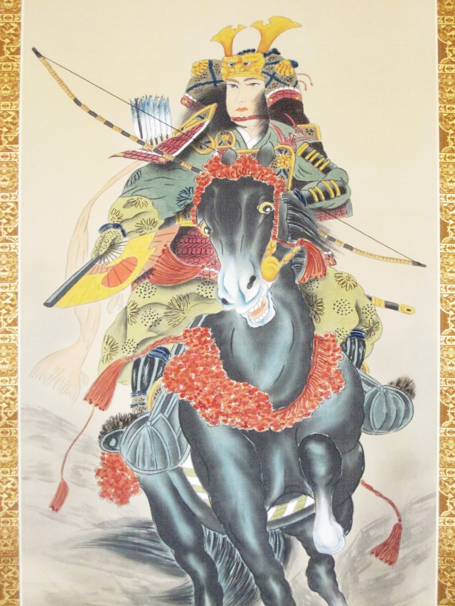 掛け軸 武者（黒馬）◇森 雪堂（真作・新品）