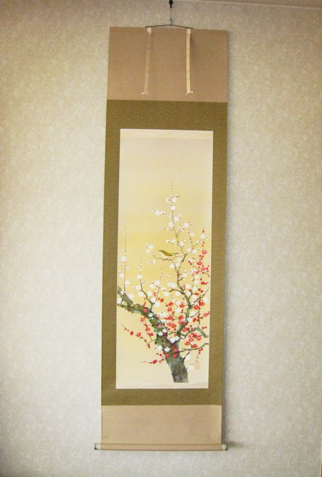 掛け軸 梅に鴬◇堀 高泉（真作・新品）