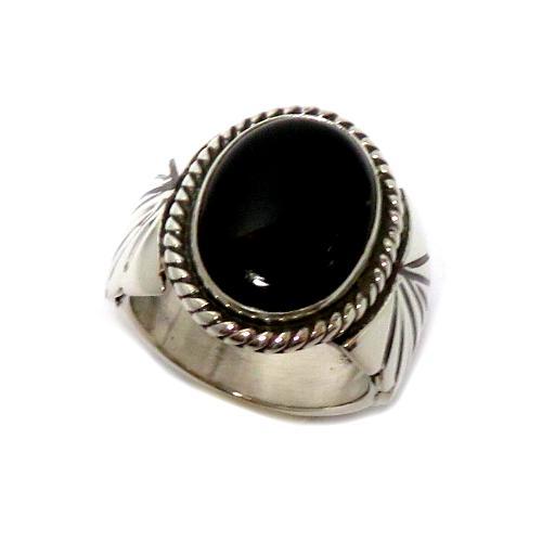 インディアンジュエリー リング ブラックオニキス Apache Navajo Ring