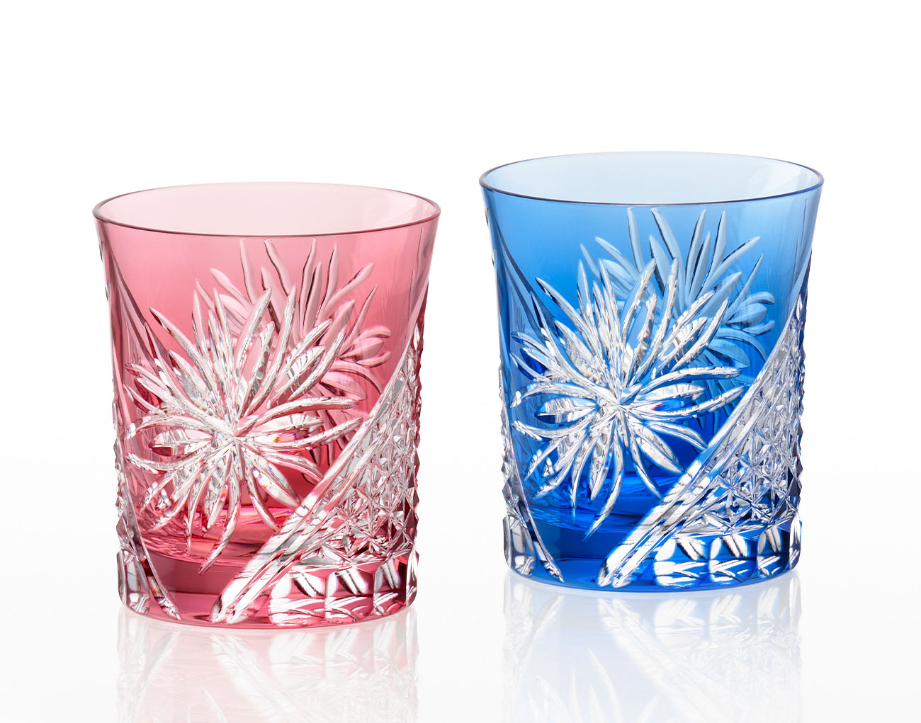 江戸切子 ペアロックグラス＜江戸菊＞ | カガミクリスタル