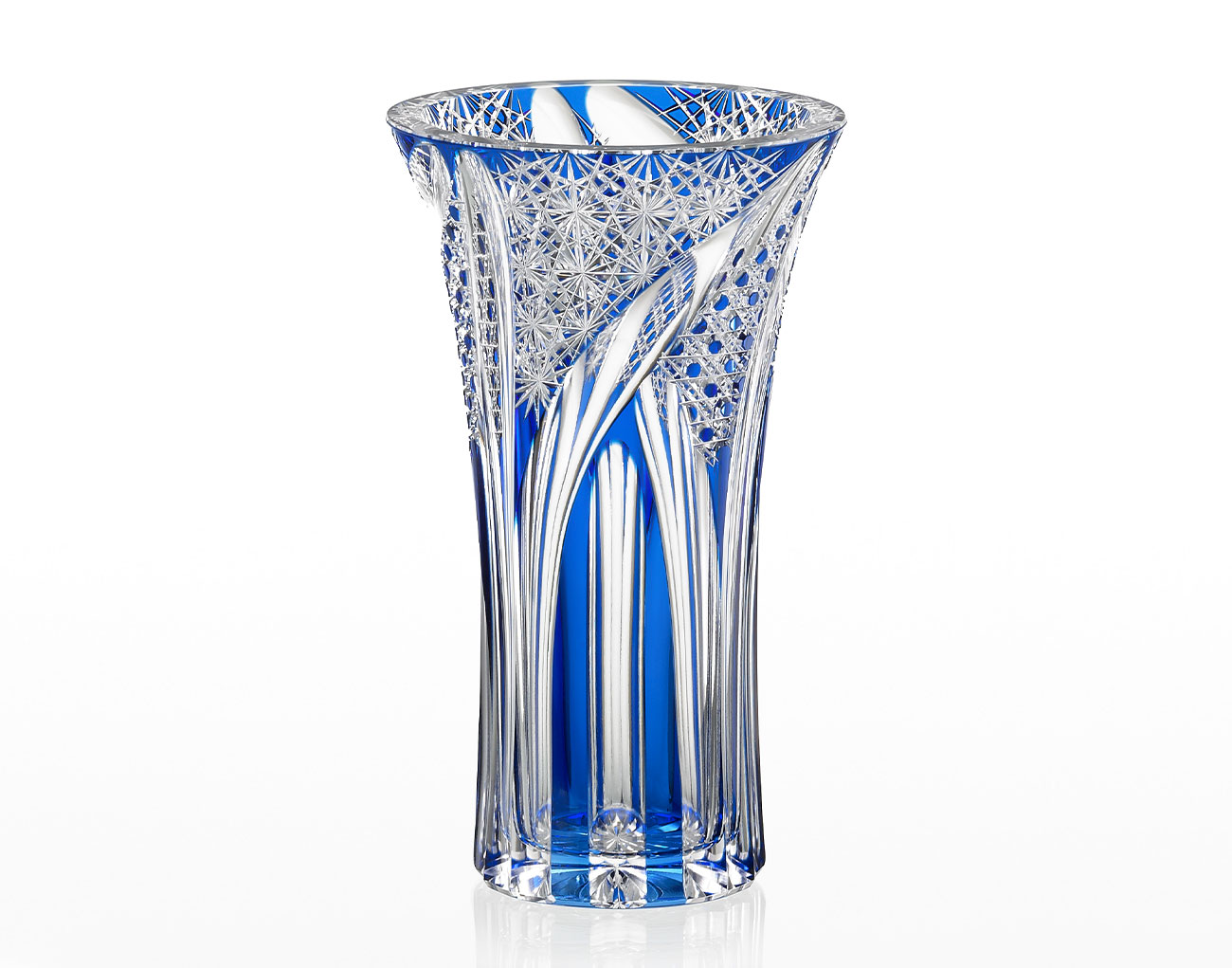 江戸切子 伝統工芸士・鍋谷淳一 作 花瓶＜刀光＞ | カガミクリスタル